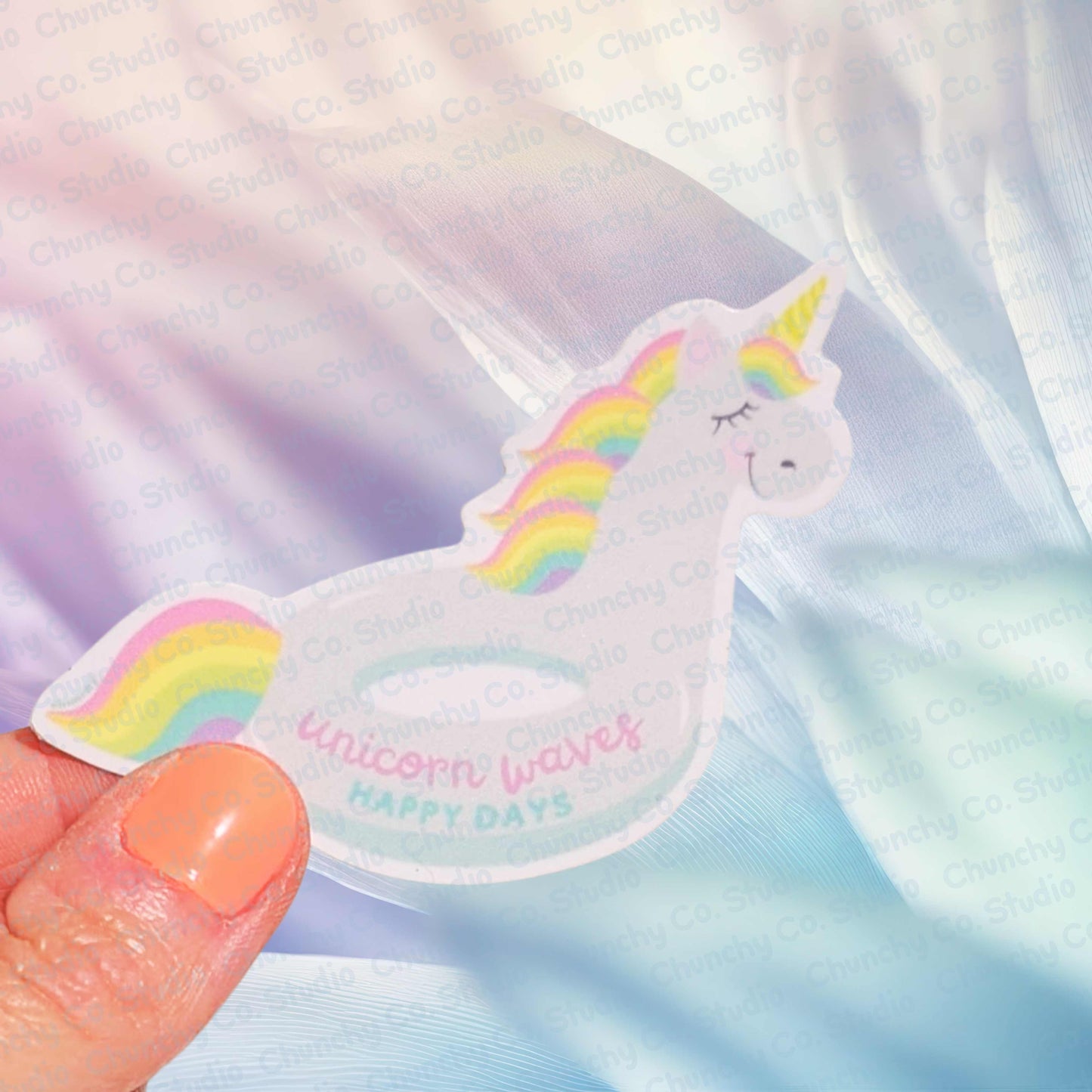 Unicorn Rainbows Pool Floatie Die Cut Vinyl Sticker 💮 Unicorn Waves Happy Days