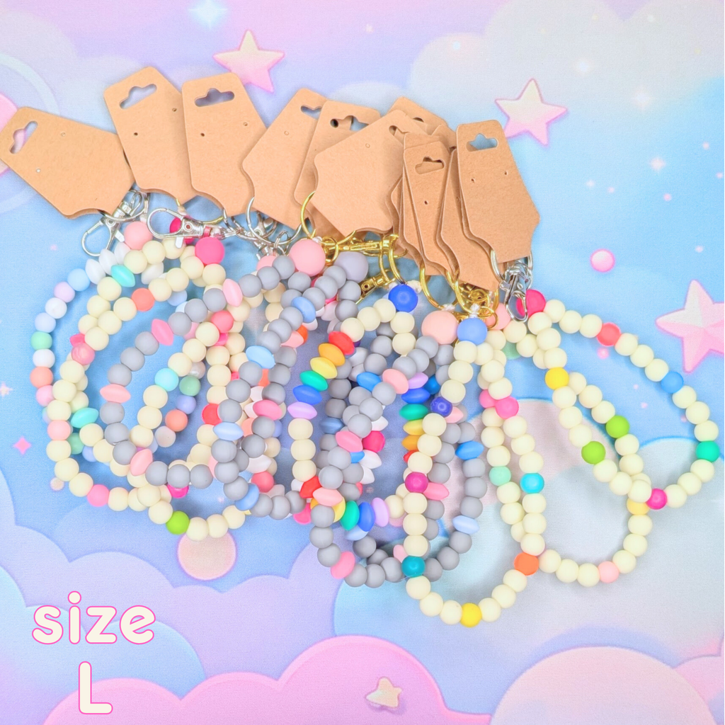 Teardrop Silicone Bead Keychain Bracelet, 3 Sizes