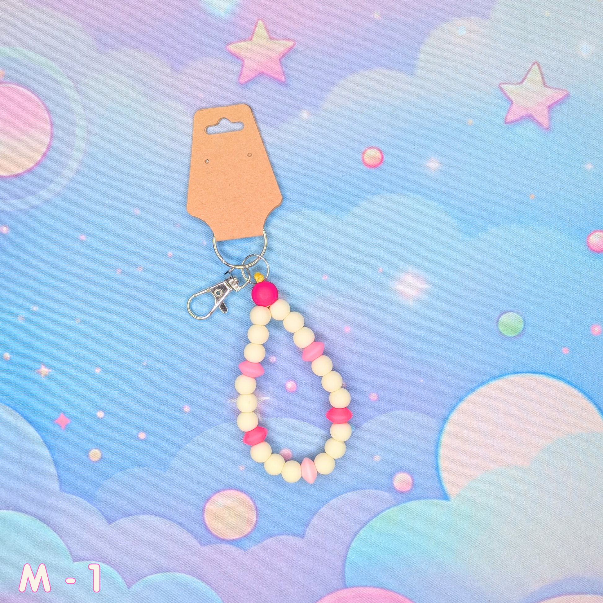 Teardrop Silicone Bead Keychain Bracelet, 3 Sizes
