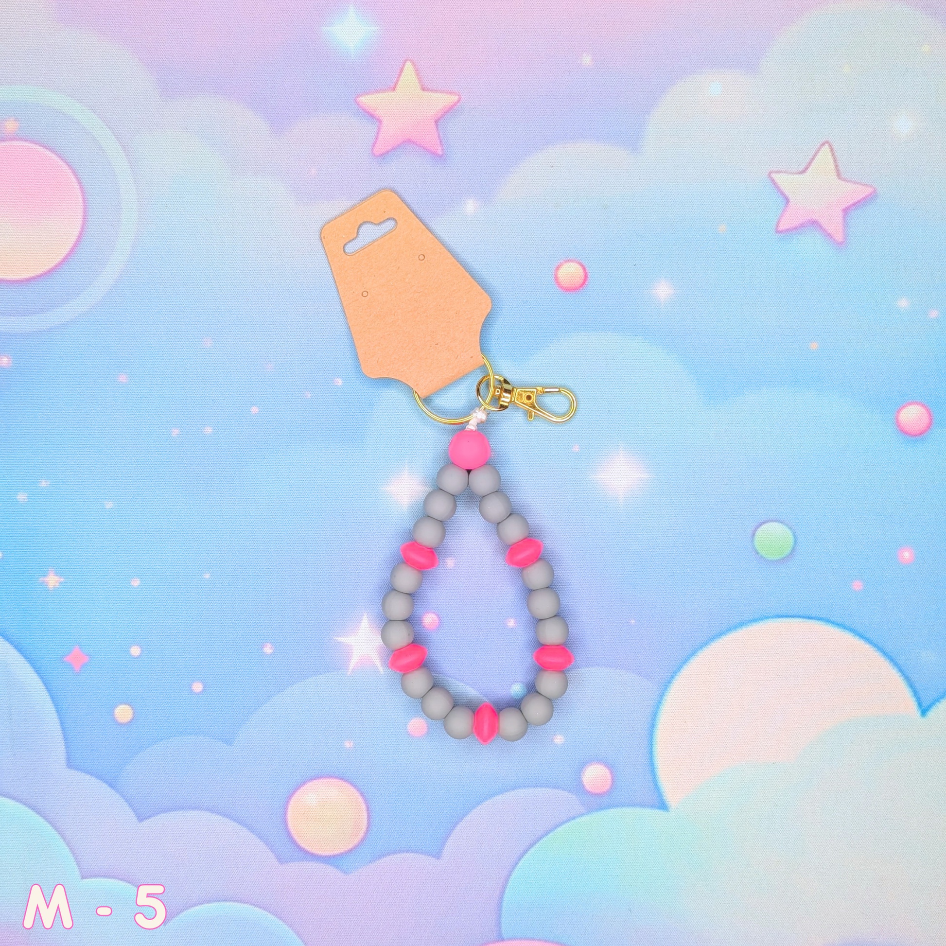Teardrop Silicone Bead Keychain Bracelet, 3 Sizes
