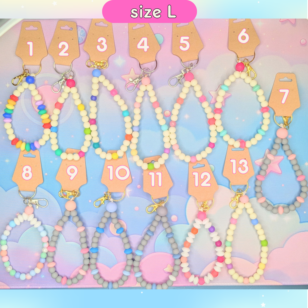 Teardrop Silicone Bead Keychain Bracelet, 3 Sizes