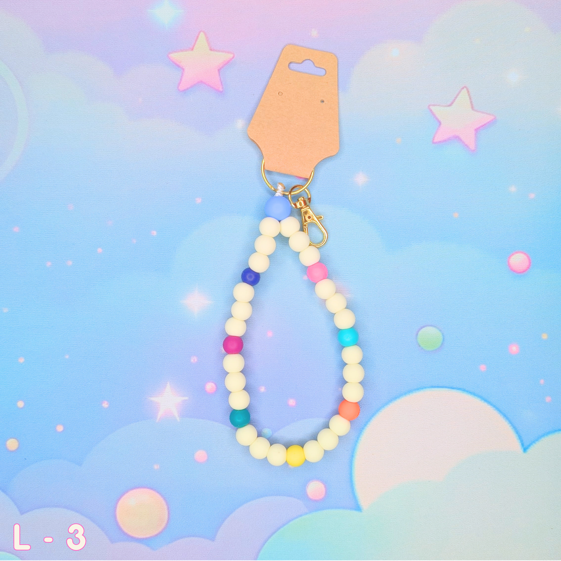 Teardrop Silicone Bead Keychain Bracelet, 3 Sizes