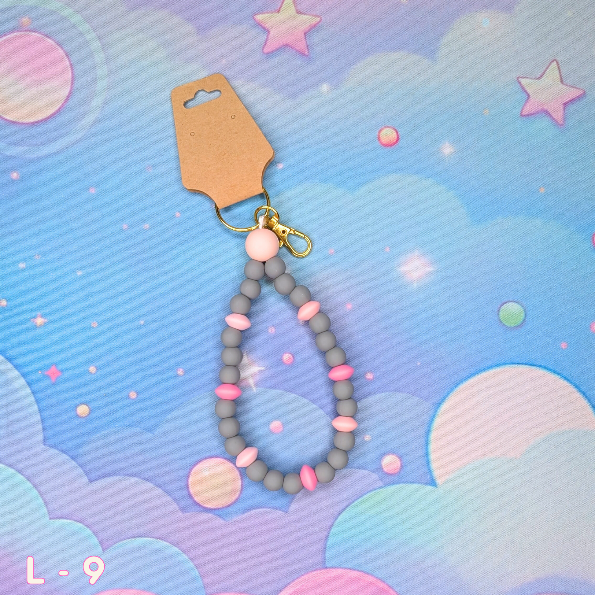 Teardrop Silicone Bead Keychain Bracelet, 3 Sizes