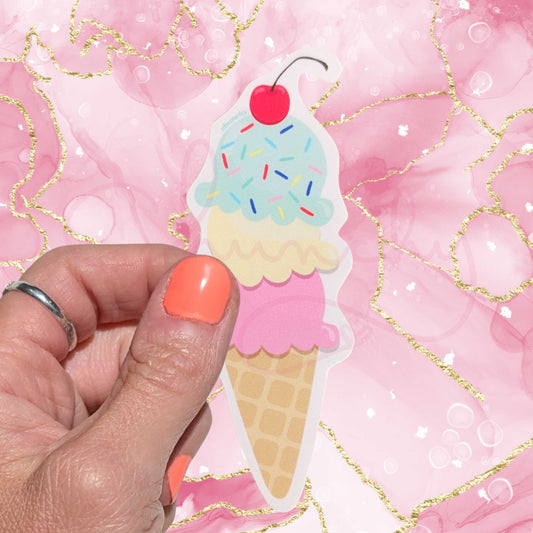 Ice Cream Cone Die Cut Vinyl Sticker 💮 Cute  Adorable Decor