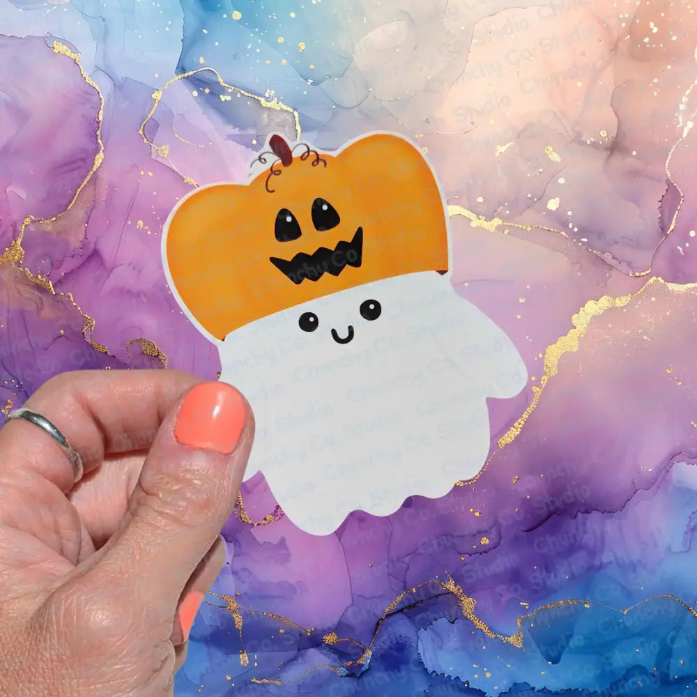 Pumpkin Head Ghost Die Cut Vinyl Sticker 👻