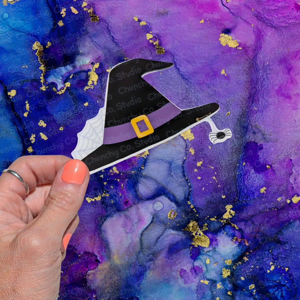 Witch Hat Spider Web Die Cut Vinyl Sticker For A Spooky Cute Halloween 👻